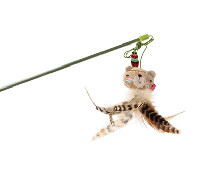 7243 Peluş Tüylü Ayı Oyuncaklı Kedi Oltası - Thumbnail