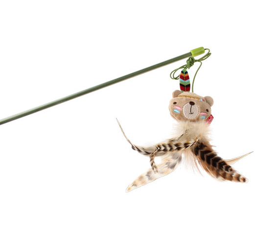 7243 Peluş Tüylü Ayı Oyuncaklı Kedi Oltası