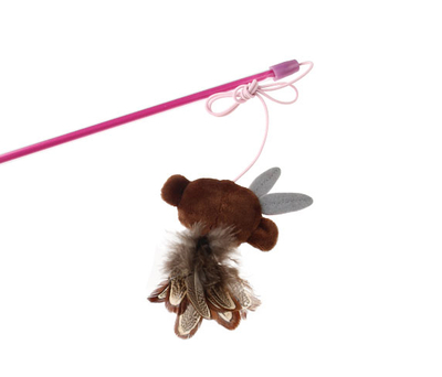 7245 Peluş Tüylü Maymun Oyuncaklı Kedi Oltası - Thumbnail