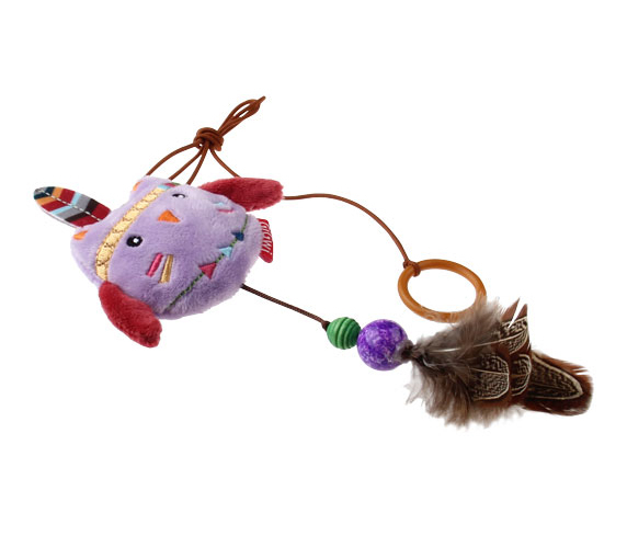 7248 Peluş Tüylü Baykuş Oyuncaklı Parmak Kedi Olta