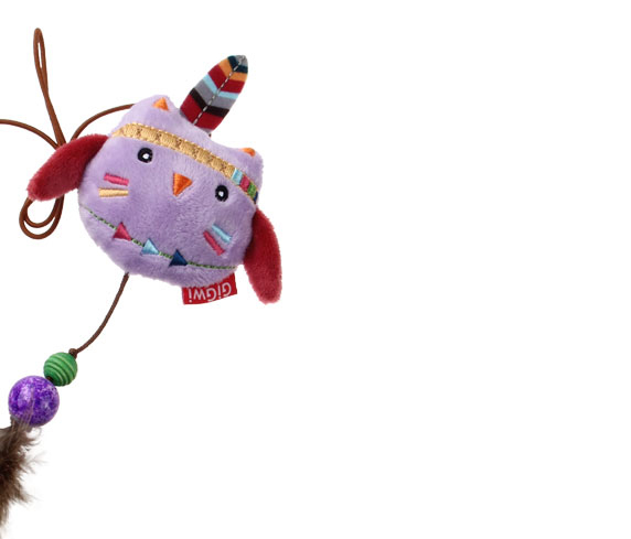 7248 Peluş Tüylü Baykuş Oyuncaklı Parmak Kedi Olta