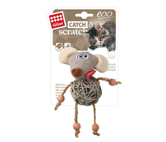 7266 Catnipli Fare Peluş Ahşap Kedi Oyuncagı