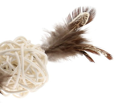 7279 Ahşap Toplu Kuş Tüylü Kedi Oyuncagı - Thumbnail