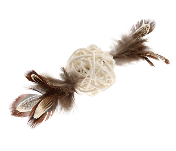 7279 Ahşap Toplu Kuş Tüylü Kedi Oyuncagı