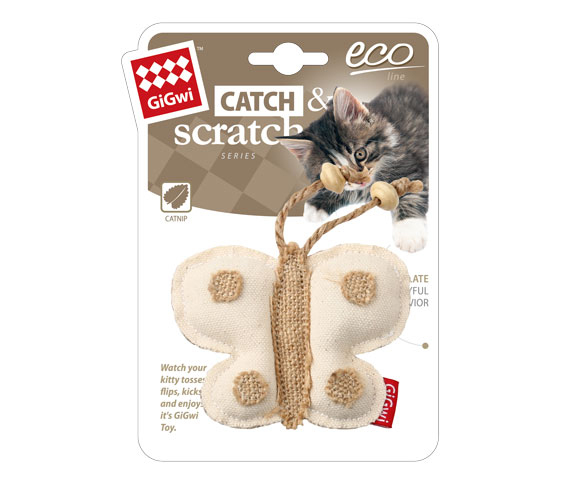 7286 Catnipli Kelebek Natural Kumaşlı Kedi Oyuncag