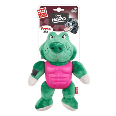 GiGwi - 8091 Sesli Süper Kahraman Timsah Peluş Oyuncak