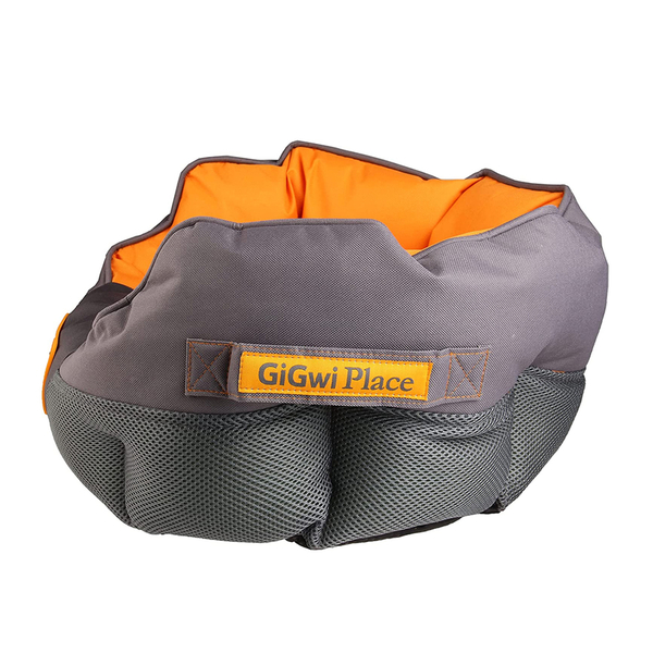 8327 Kanvas Kumaş Kedi Köpek Yatağı Gri-Turuncu S