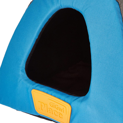 8333 Kanvas Kumaş Kedi Köpek Yatağı Üçgen Gri-Mavi S - Thumbnail