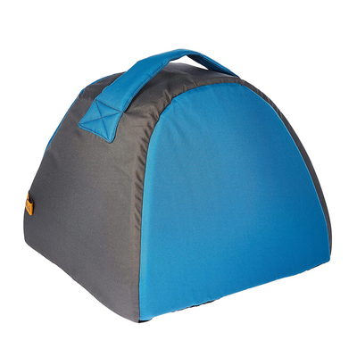 8333 Kanvas Kumaş Kedi Köpek Yatağı Üçgen Gri-Mavi S - Thumbnail