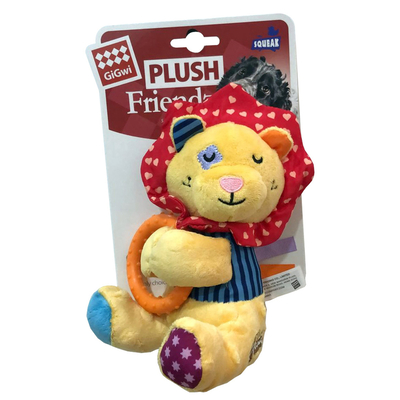 GiGwi - 8565 Plush Friendz Sesli Aslan Peluş Çiğneme Halkalı Köpek Oyuncağı