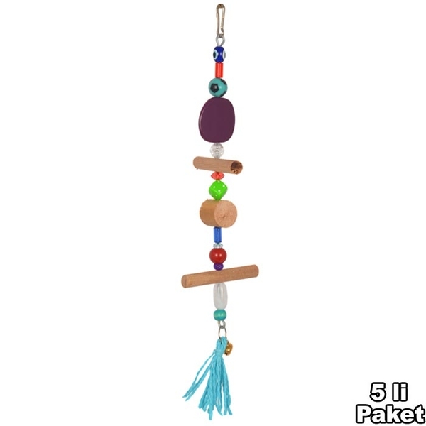 Boncuklu Ahşap Çubuk 5'li