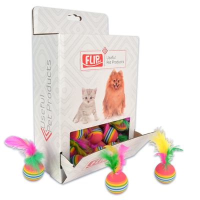 Flip - CT12007 Tüylü Gökkuşağı Oyun Topu 60 Adet