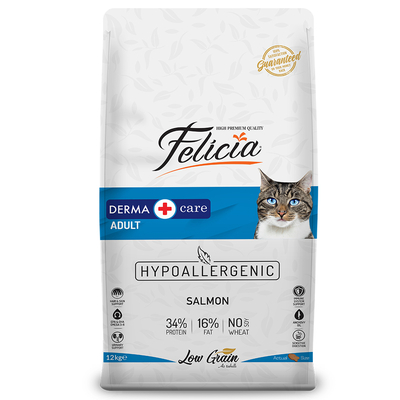 Felicia - Felicia 12 Kg Kolajenli Somonlu Az Tahıllı Yetişkin Kedi Maması HypoAllergenic Kedi Maması
