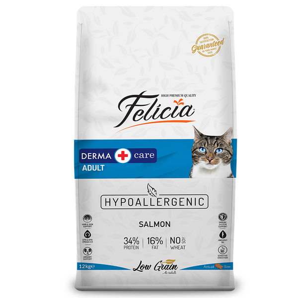 Felicia 12 Kg Kolajenli Somonlu Az Tahıllı Yetişkin Kedi Maması HypoAllergenic Kedi Maması