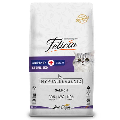 Felicia - Felicia 12 Kg Somonlu Az Tahıllı Kısırlaştırılmış Kedi Maması HypoAllergenic Kedi Maması