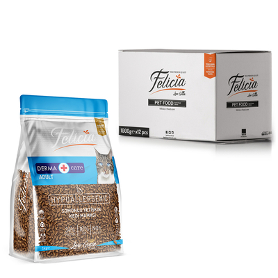 Felicia - Felicia 12x1 Kg Somonlu Az Tahıllı Yetişkin Kedi Maması HypoAllergenic Kedi Maması