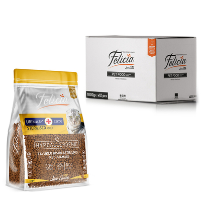 Felicia - Felicia 12x1 Kg Tavuklu Az Tahıllı Kısırlaştırılmış Kedi Maması HypoAllergenic Kedi Maması