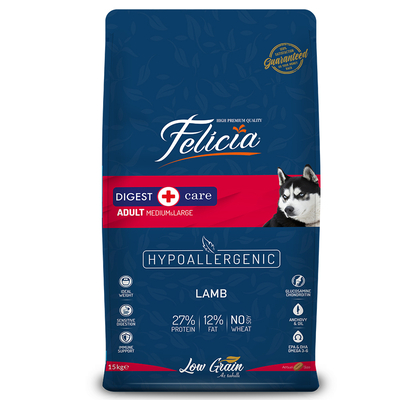 Felicia - Felicia 15 Kg Kuzulu Az Tahıllı M/Large Yetişkin Köpek Maması Breed HypoAllergenic Köpek Maması