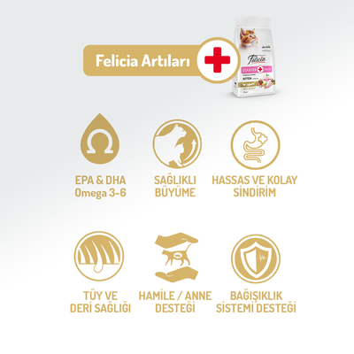 Felicia 2 Kg Tavuklu Az Tahıllı Yavru Kedi Maması HypoAllergenic Kedi Maması - Thumbnail