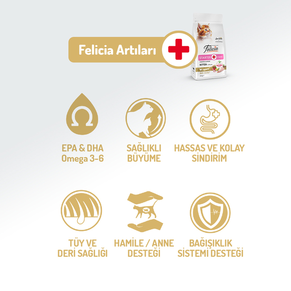 Felicia 2 Kg Kolajenli Tavuklu Az Tahıllı Yavru Kedi Maması HypoAllergenic Kedi Maması