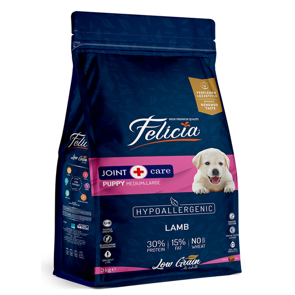 Felicia 3 Kg Kuzulu Az Tahıllı M/Large Yavru Köpek Maması Breed HypoAllergenic Köpek Maması