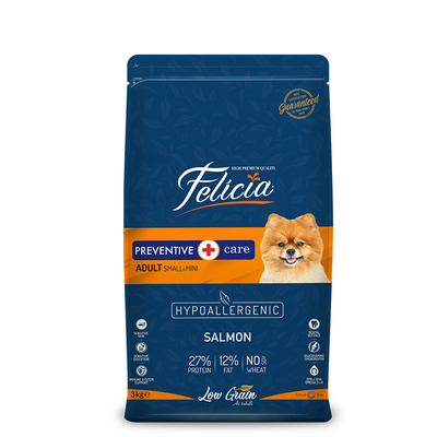 Felicia - Felicia 3 Kg Somonlu Az Tahıllı Small/Mini Yetişkin Köpek Maması /Mini HypoAllergenic Köpek Maması
