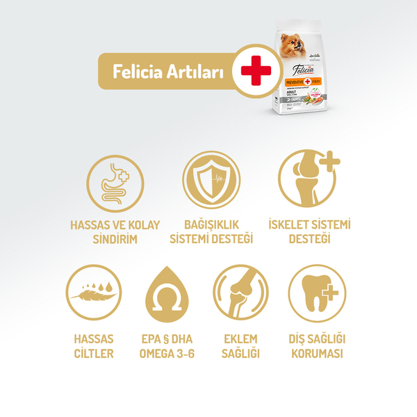 Felicia 3 Kg Kolajenli Somonlu Az Tahıllı Small/Mini Yetişkin Köpek Maması /Mini HypoAllergenic Köpek Maması