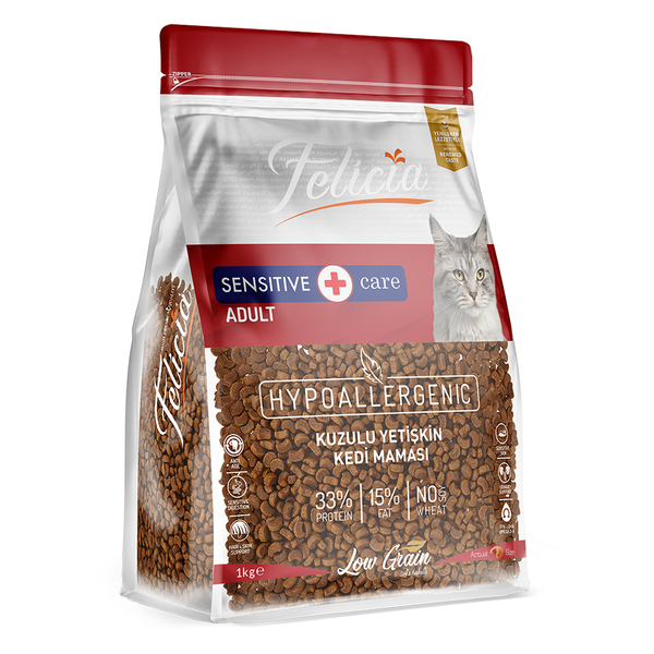 Felicia 5x1 Kg Kuzulu Az Tahıllı Yetişkin Kedi Maması HypoAllergenic Kedi Maması