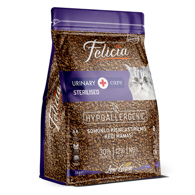 Felicia - Felicia 5x1 Kg Somonlu Az Tahıllı Kısırlaştırılmış Kedi Maması HypoAllergenic Kedi Maması