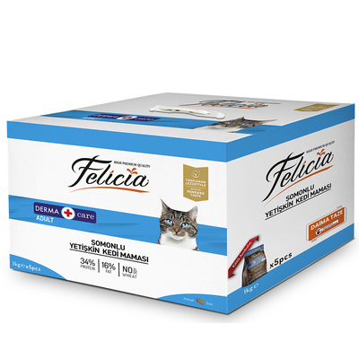 Felicia - Felicia 5x1 Kg Somonlu Az Tahıllı Yetişkin Kedi Maması HypoAllergenic Kedi Maması
