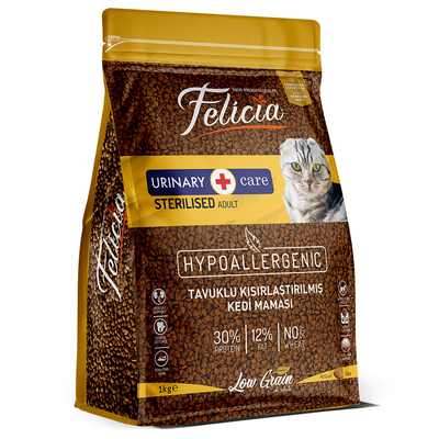 Felicia - Felicia 5x1 Kg Tavuklu Az Tahıllı Kısırlaştırılmış Kedi Maması HypoAllergenic Kedi Maması