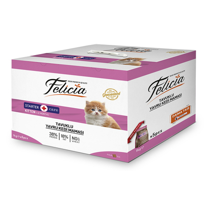 Felicia 5x1 Kg Tavuklu Az Tahıllı Yavru Kedi Maması HypoAllergenic Kedi Maması - Thumbnail