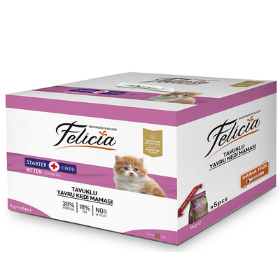 Felicia - Felicia 5x1 Kg Tavuklu Az Tahıllı Yavru Kedi Maması HypoAllergenic Kedi Maması