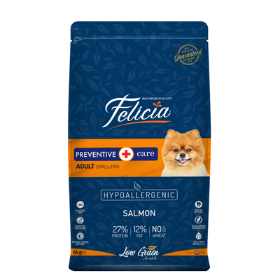 Felicia - Felicia 6 Kg Somonlu Az Tahıllı Small/Mini Yetişkin Köpek Maması /Mini HypoAllergenic Köpek Maması