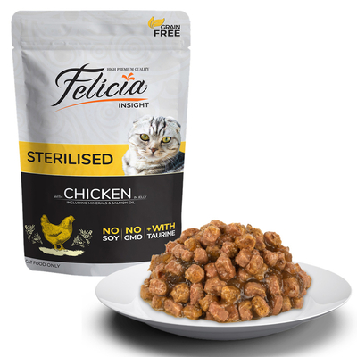 Felicia - Felicia Tahılsız 85 gr Pouch Sterilised Tavuklu Yaş Kedi Maması 12 Adet