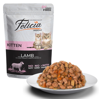Felicia - Felicia Tahılsız 85 gr Pouch Yavru Kuzu Etli Yaş Kedi Maması 12 Adet