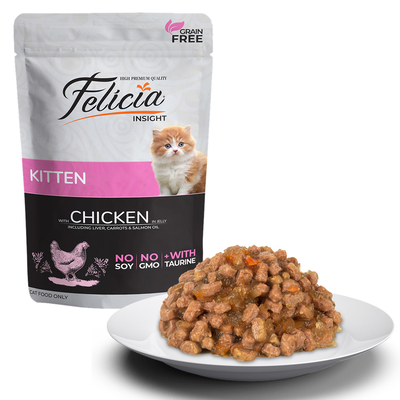 Felicia - Felicia Tahılsız 85 gr Pouch Yavru Tavuklu Yaş Kedi Maması 12 Adet