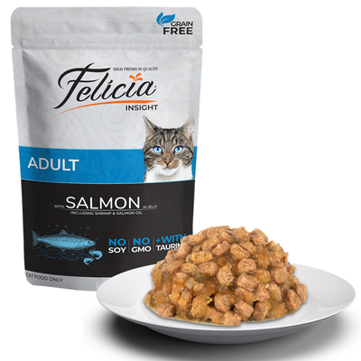Felicia - Felicia Tahılsız 85 gr Pouch Yetişkin Somonlu Yaş Kedi Maması 12 Adet