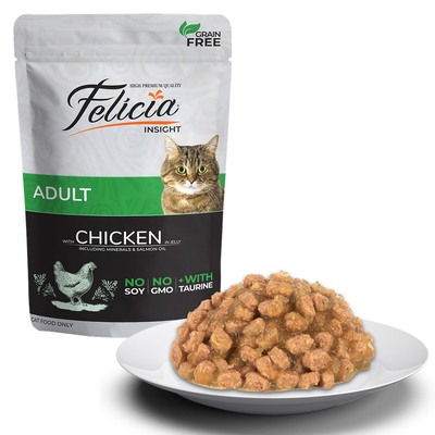 Felicia - Felicia Tahılsız 85 gr Pouch Yetişkin Tavuklu Yaş Kedi Maması 12 Adet