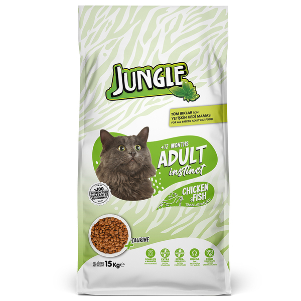 Jungle 15 kg Yetiş.Kedi Mama.Tavuk-Balıklı.