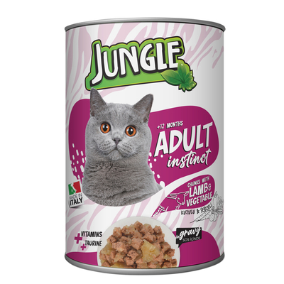 Jungle - Jungle Kedi 415 gr Kuzu Etli-Sebzeli Konserve 24 Adet