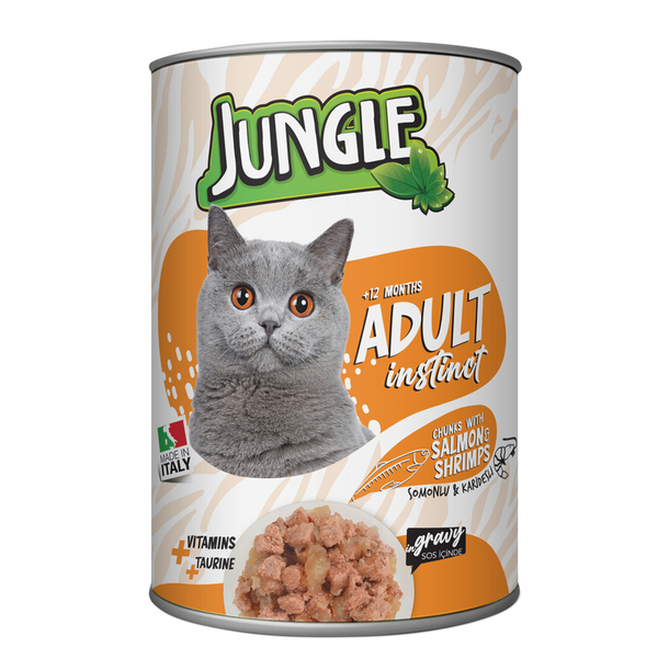 Jungle Kedi 415 gr Somonlu-Karidesli Konserve 24 Adet