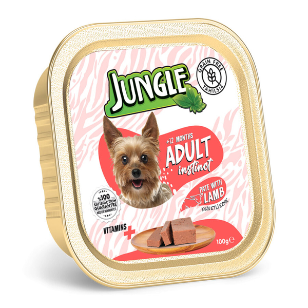 Jungle Köpek 100g Tahılsız Kuzu Etli Pate Alucup - 16 Adet