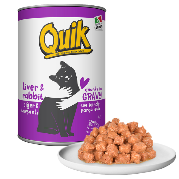Quik Kedi 415 gr Ciğer-Tavşan Konserve 24 Adet