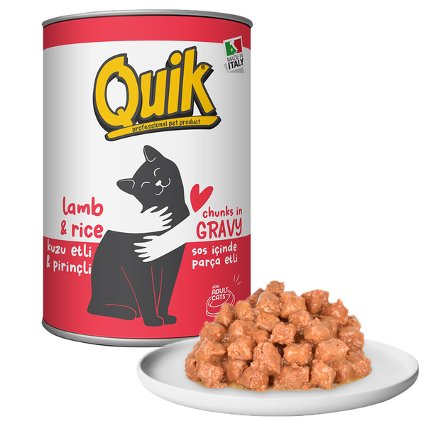 Quik Kedi 415 gr Kuzu Etli-Pirinç Konserve 24 Adet