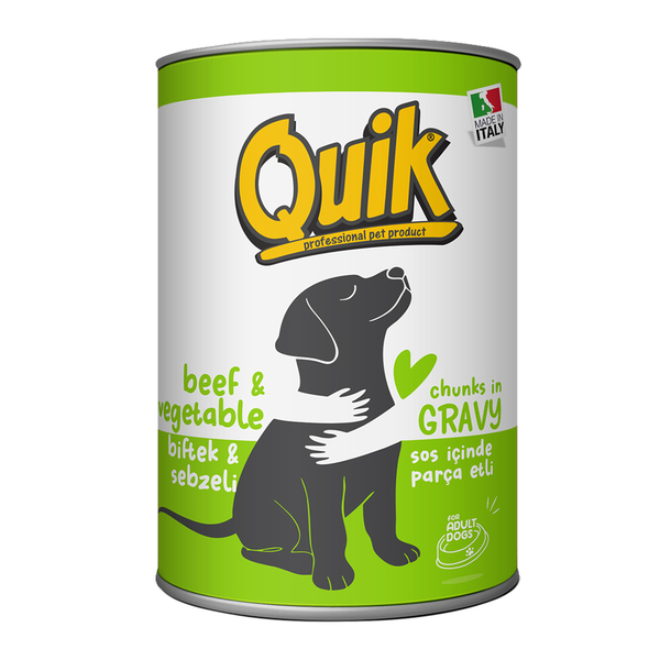Quik Köpek 415 gr Biftek-Sebze Konserve 24 Adet