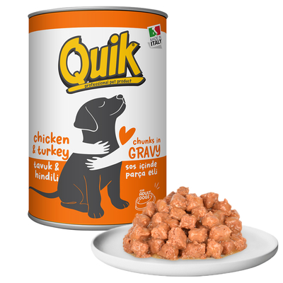 Quik - Quik Köpek 415 gr Tavuk-Hindi Konserve 24 Adet