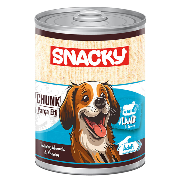Snacky Az Tahıllı 400 gr Chunk/Konserve KuzuEtli Yetiş.Köpek 12'li