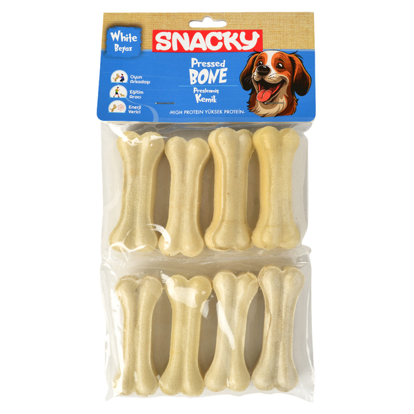 Snacky Beyaz Köpek Çiğneme Kemiği 7,5cm *8'li *180g *10 Paket