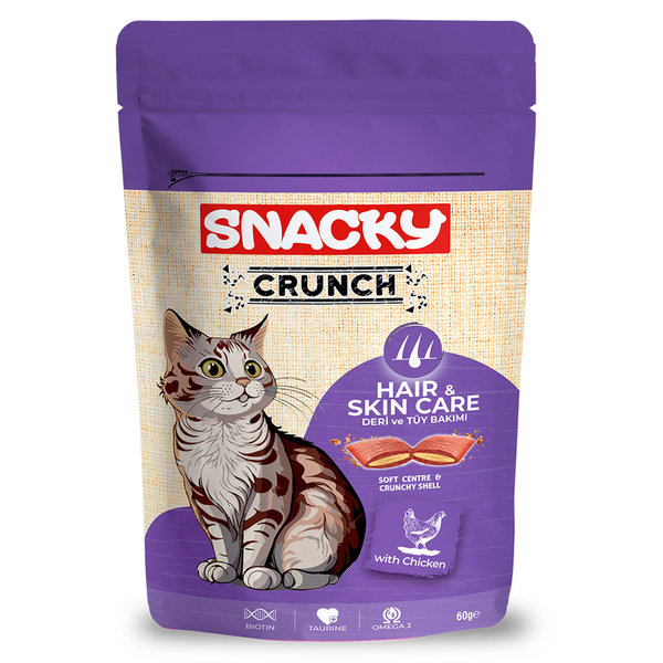 Snacky Kedi Crunch Ödül Hair-Skin Tavuklu 10'lu